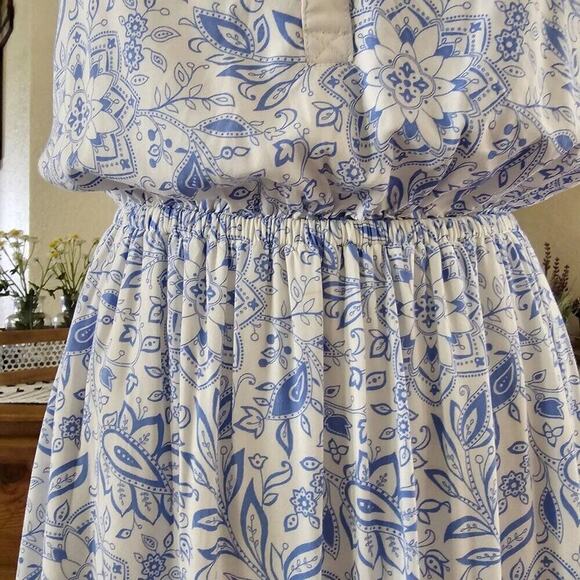 Old Navy Blue & White M French Cottagecore Boho Coastal Garden Quiet Luxury Maxi - Picture 9 of 10